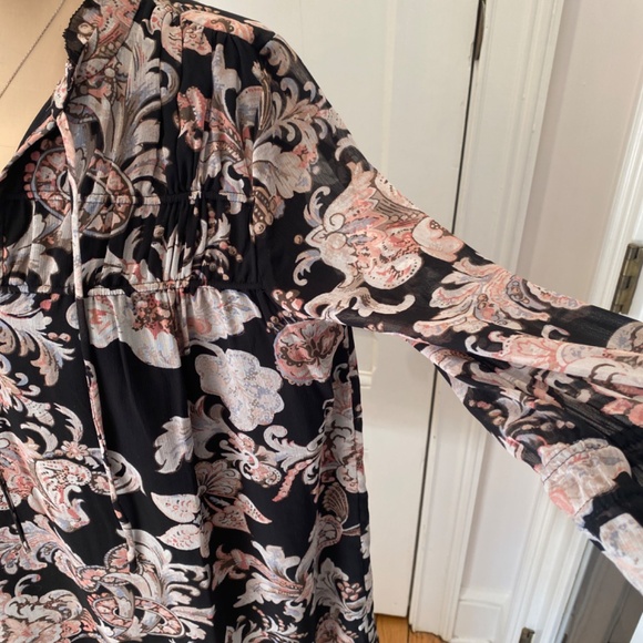 LOFT‎ Floral Black Dress with Lining - Size Small - Picture 5 of 14